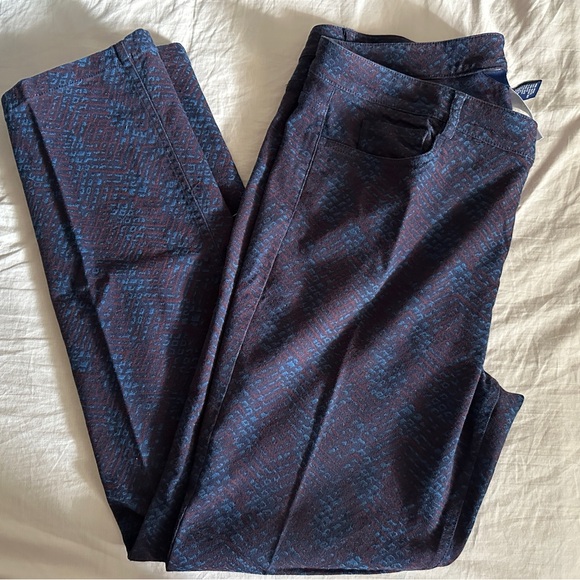 Doncaster Collection Blue and Red Faux Snakeskin Slacks - Picture 1 of 13
